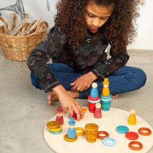 Grapat Set Met Houten Poppetjes, Ringen, Bakjes en Schijfjes Zomer1-min