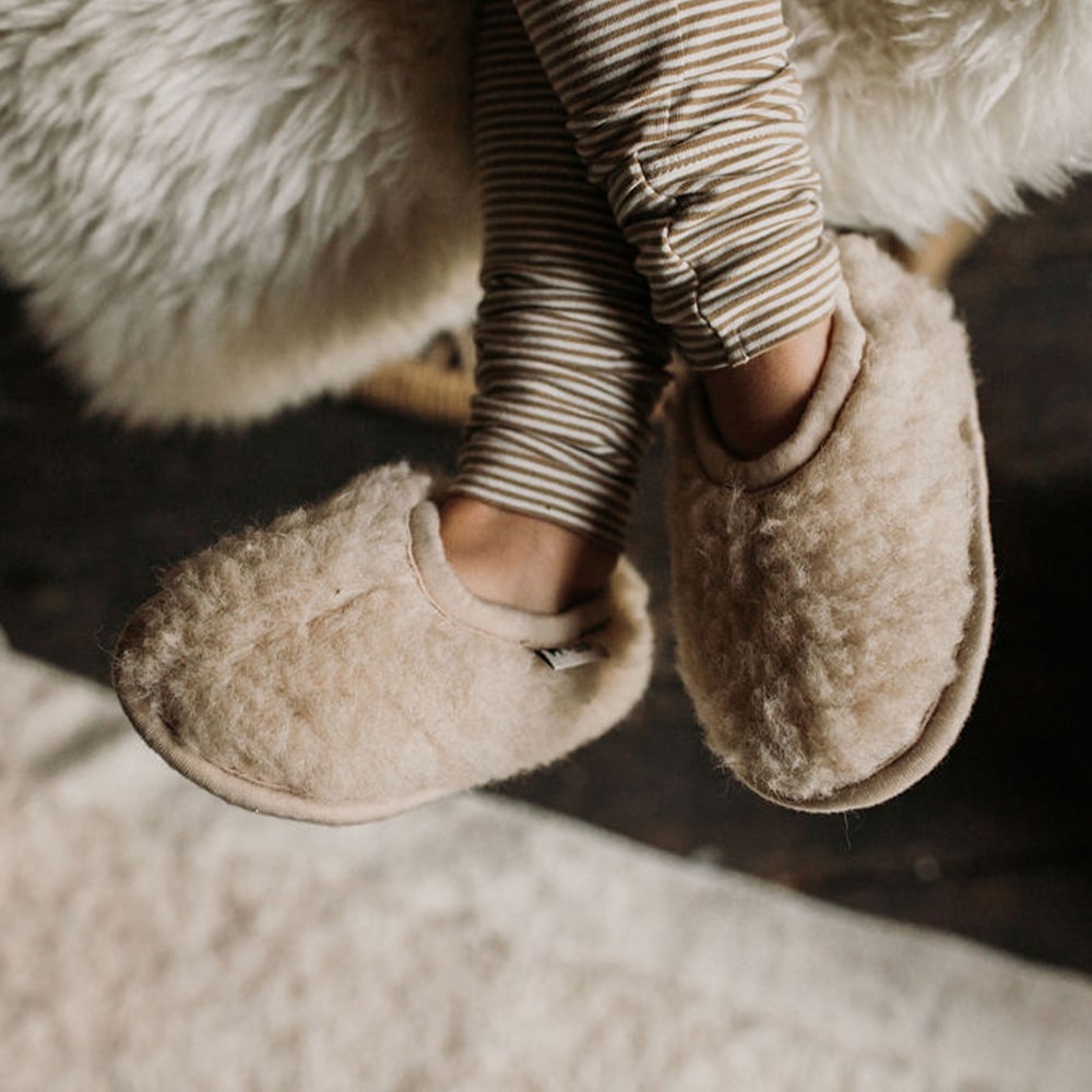 Alwero Woolen Ballerina Slippers Junior - Beige