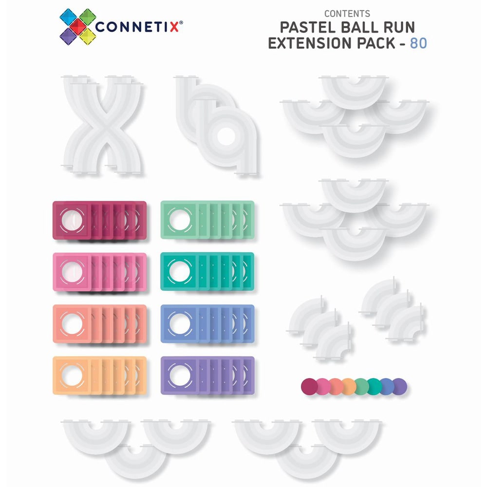 Connetix Tiles Ball Run Expansion Pack Pastel 80 Pieces