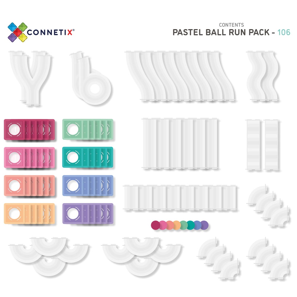 Connetix Tiles Ball Run Pack Pastel 106 Pieces