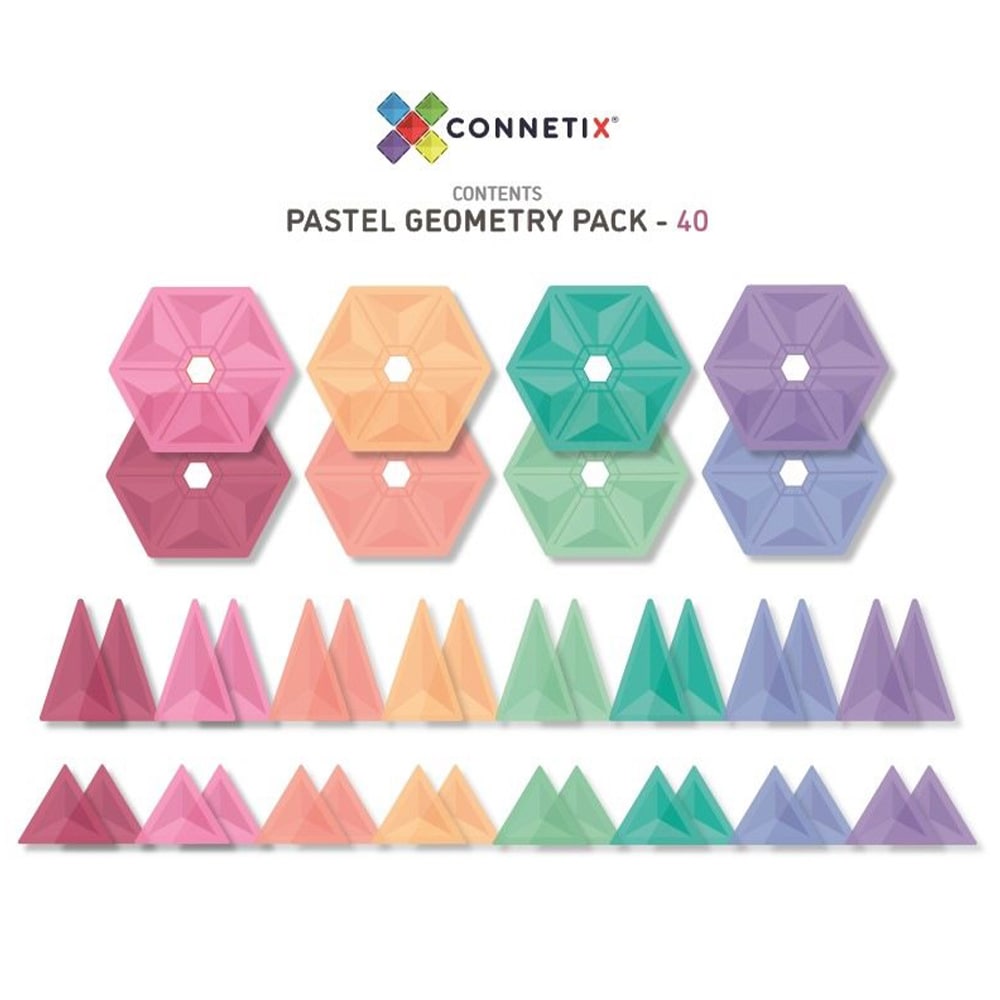 Connetix Tiles Geometry Pack Pastel 40 Pieces