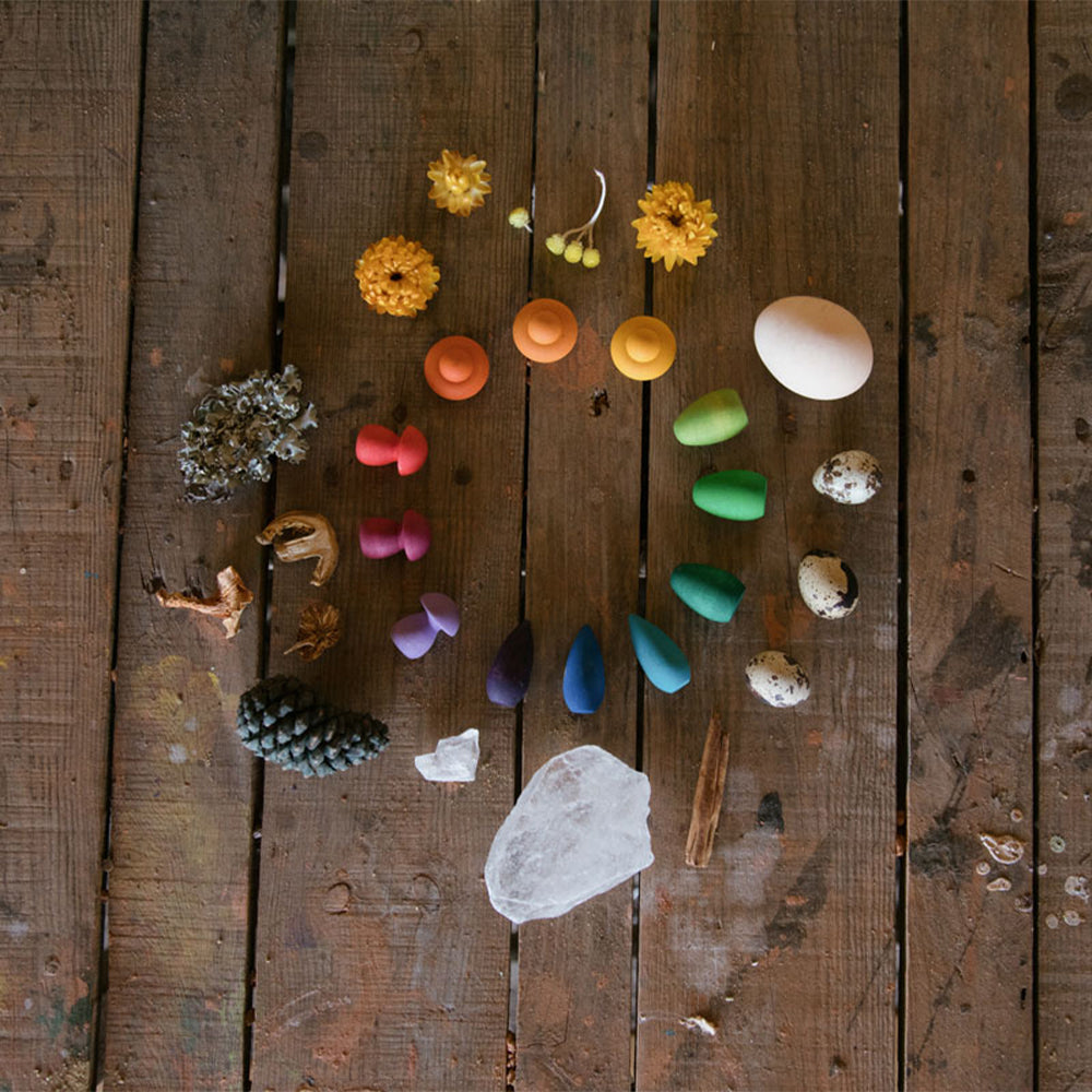 Grapat Mandala Houten Regenboog Sneeuwvlokken 36 stuks