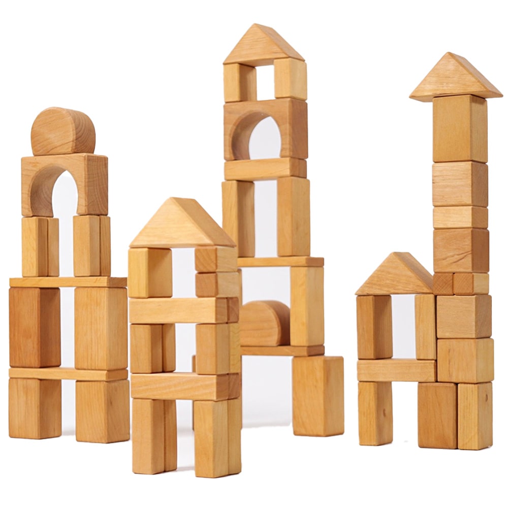 Grimms Natural Wooden Geo Blocks 60 pieces