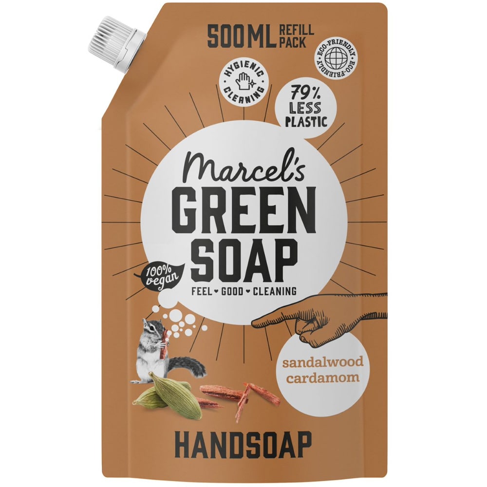 Marcels Green Soap Handzeep Navul Stazak 500ml Sandelhout en Kardemom