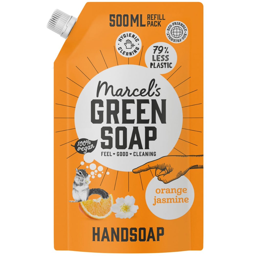 Marcels Green Soap Handzeep Navul Stazak 500ml Sinaasappel en Jasmijn