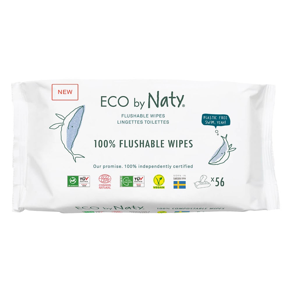 Naty Flushable Wet Wipes 56pcs