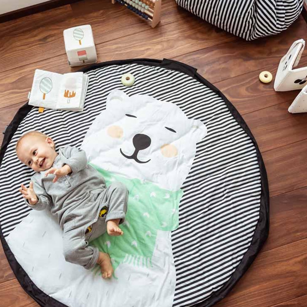 Play and Go Storage Bag - Playmat Soft Polar Bear Baby