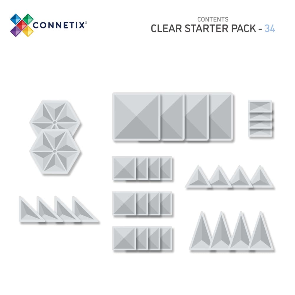 Connetix Tiles Clear Pack 34 stuks